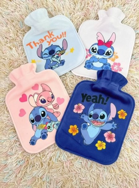 Disney Stitch hot water bottle with a soft plush cover