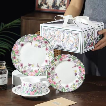 Floral-Patterned Porcelain Cup